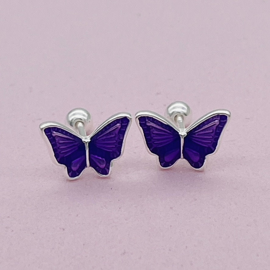 S1705 Purple Butterflies Earrings