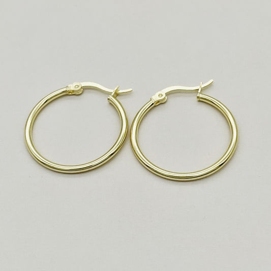 S1599 14K Gold Plated Hoop Earrings 25mm.