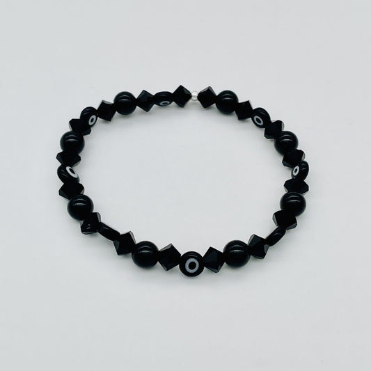 ST1663BL Black Onyx With Eyes Bracelet 7"