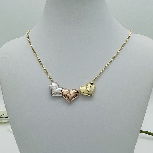 14KG123 Hearts Necklace18"