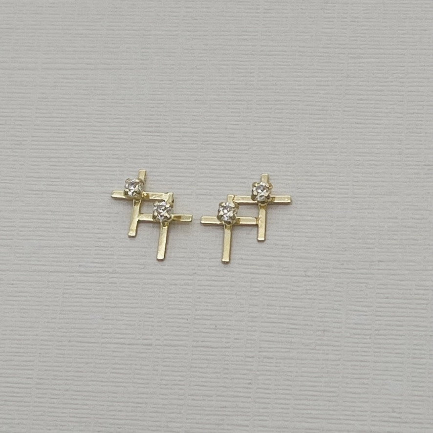 14KG265 Double Cross Earrings