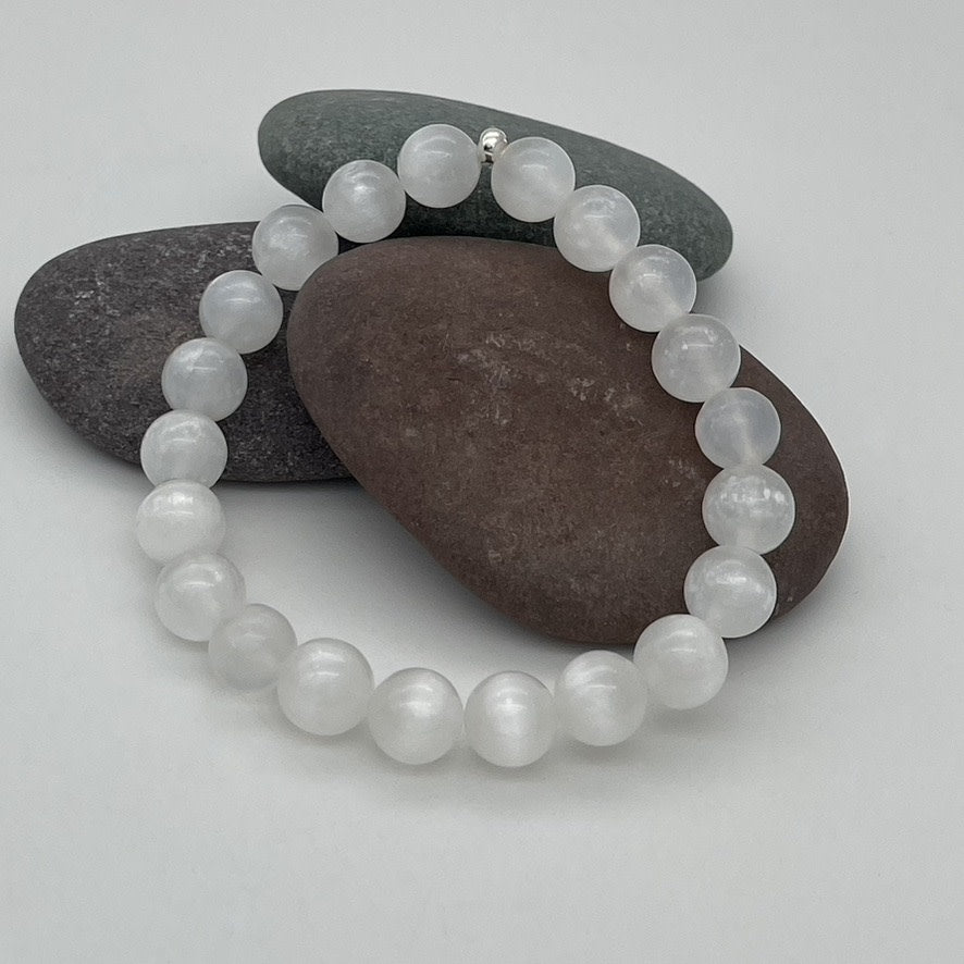 ST1846BL Selenite Bracelet 7"