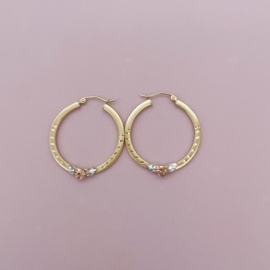 G145 14K Gold hoops Earrings 3mm. X 30mm.