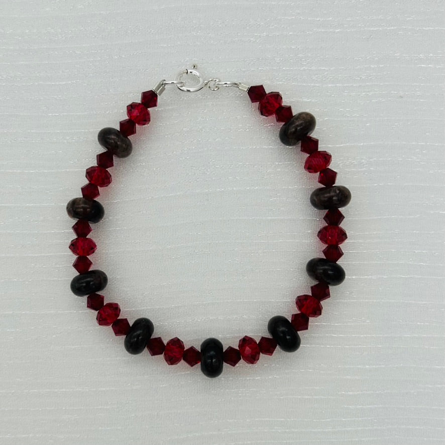 ST1837BL Garnet Bracelet 7"