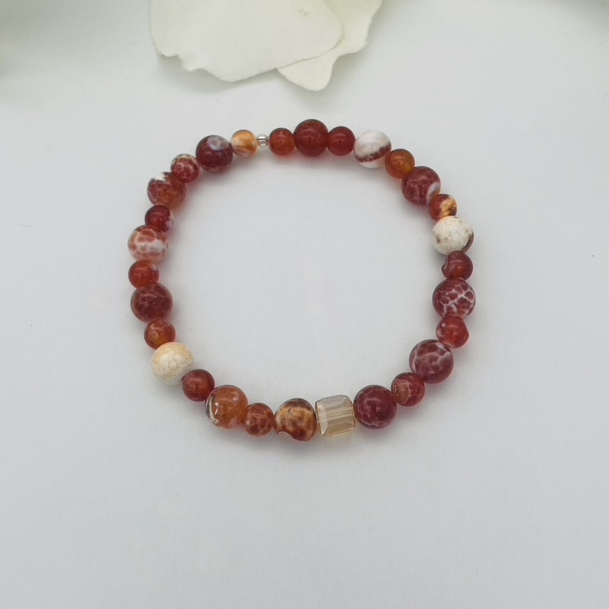 ST1839BL Fire Agate Bracelet 8"