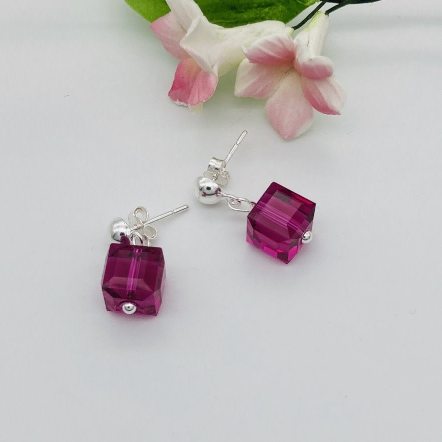 C1245SW Square Fuchsia Earrings