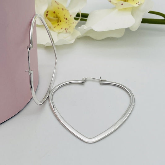 S1640 Heart Shaped Hoop Earrings 55mm. x 50mm.