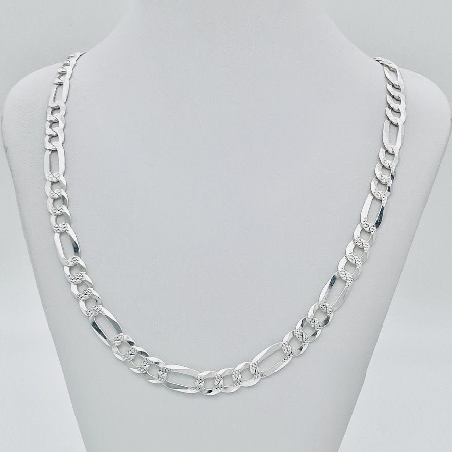 S1137 Flat Figaro Pave Chain 6.7mm. X 26"
