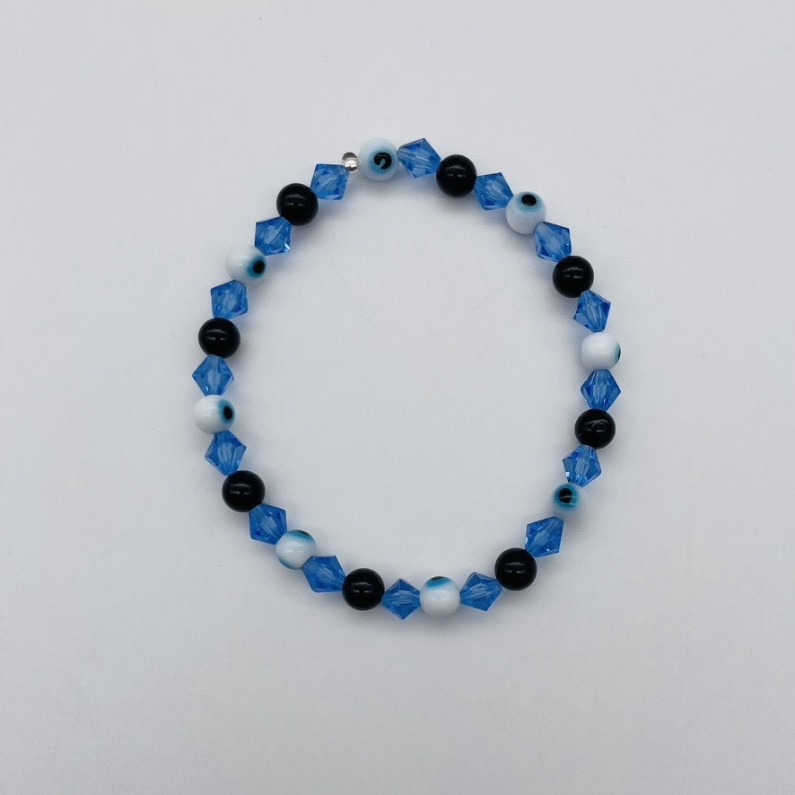 ST1755BL Blue Eyes With Onyx Bracelet 7.5"
