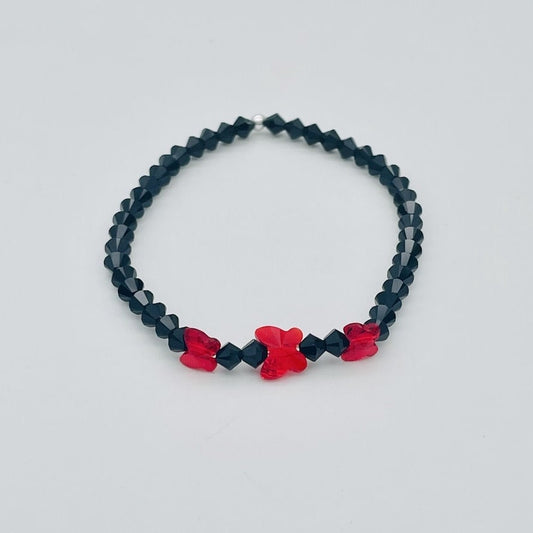 C1300 Red Butterflies Bracelet SW 7"