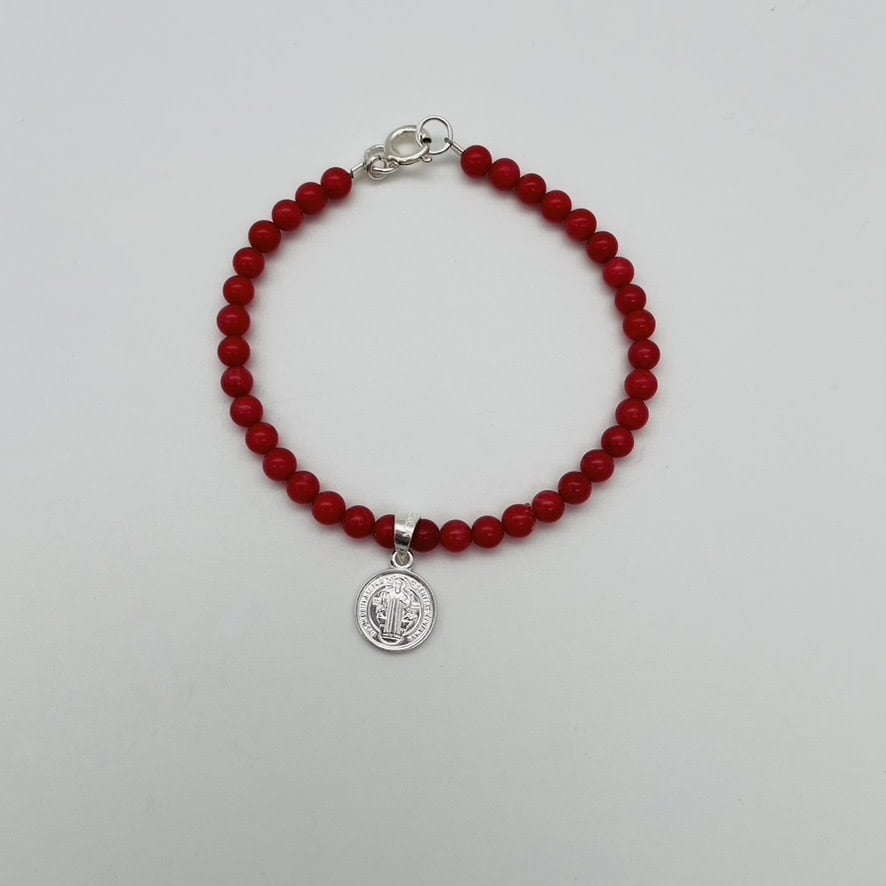 ST1363BL San Benito Bracelet Dyed Red Bamboo Coral 7"