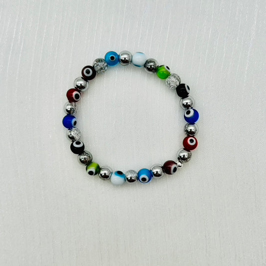 ST1792BL Rock Crystal with Eyes Bracelet 6.5"