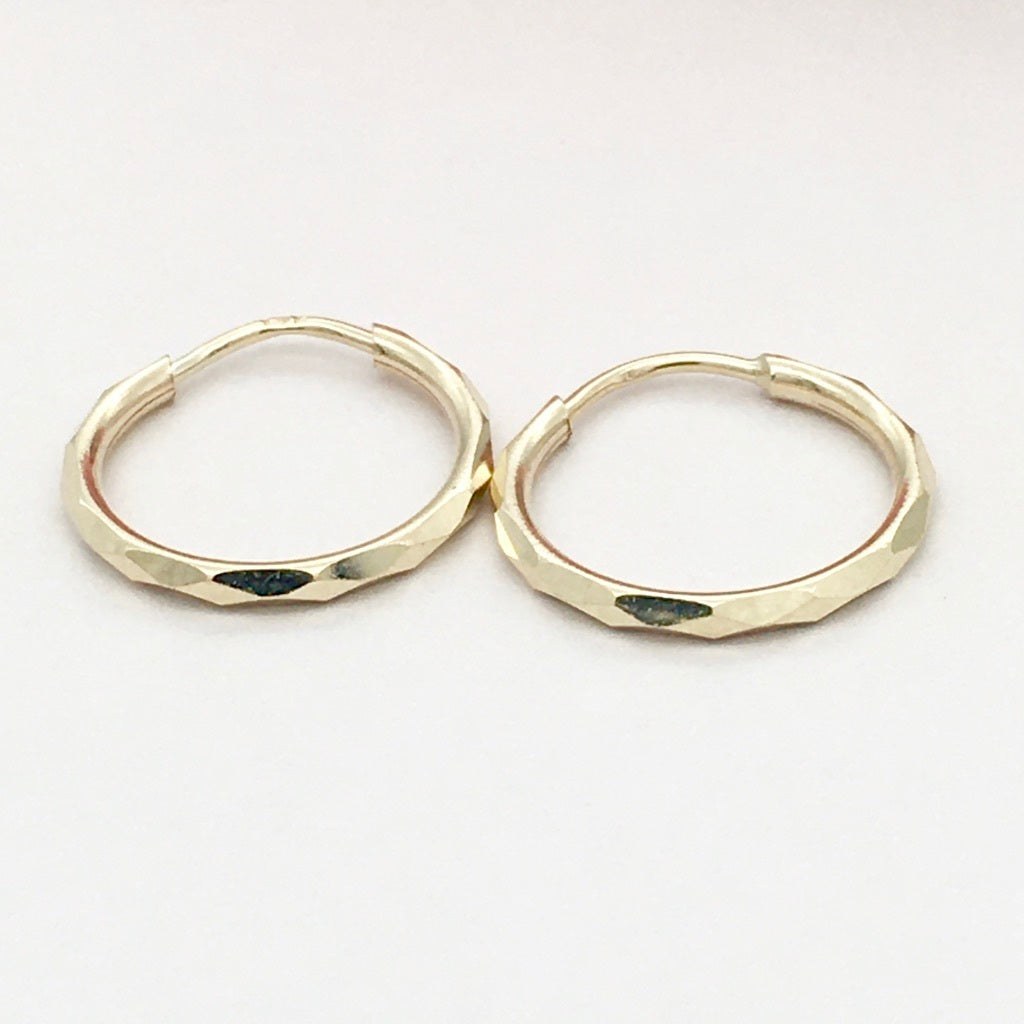G16 14K Gold Hoop Earrings 1.5.mm. X 14mm.