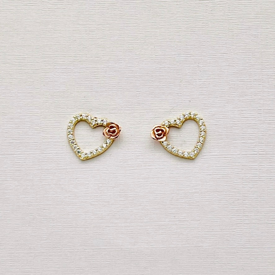 14KG286ER Heart With Rose Earrings