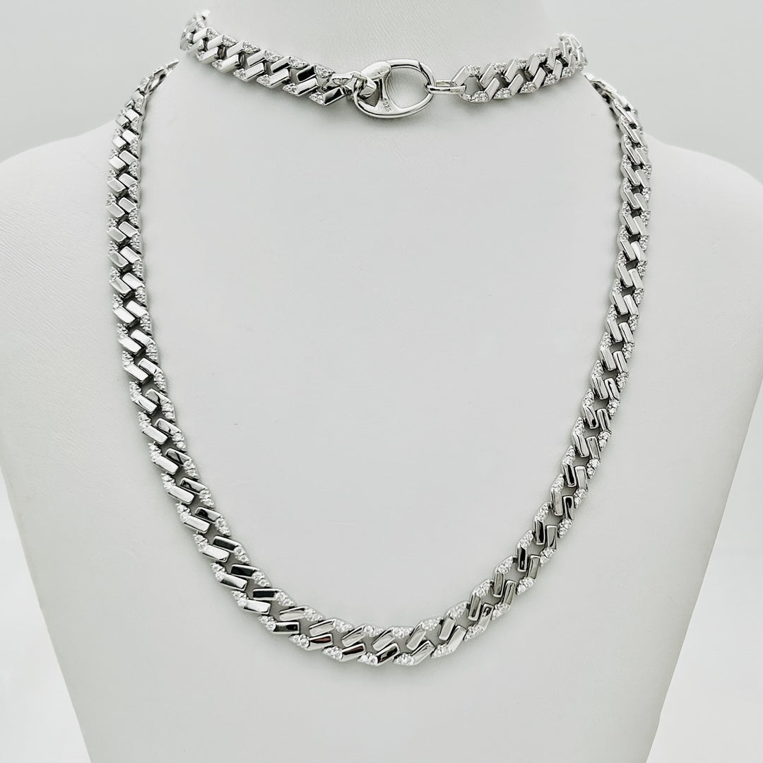 Z1856 Curb Link Pave Chain 6mm. x 24"