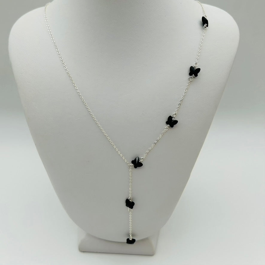 C1428SW Black Butterflies Necklace 19"