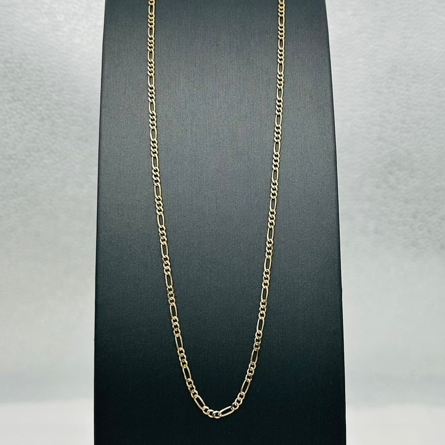 G302CH 14K Gold Figaro Chain 2.6mm. X 22"