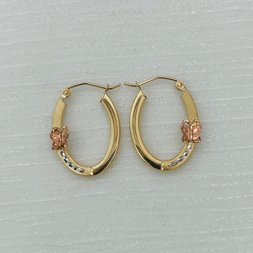 14KG298 Butterfly Hoop Earrings 20mm. X 17mm.