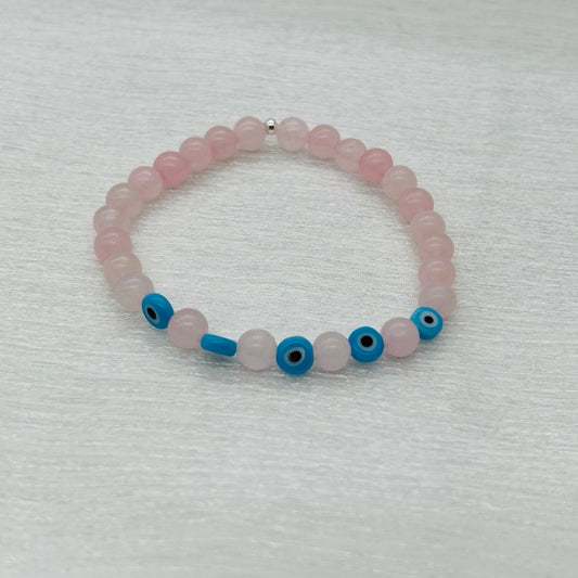 ST1754BL Rose Quartz Eyes Bracelet 7"