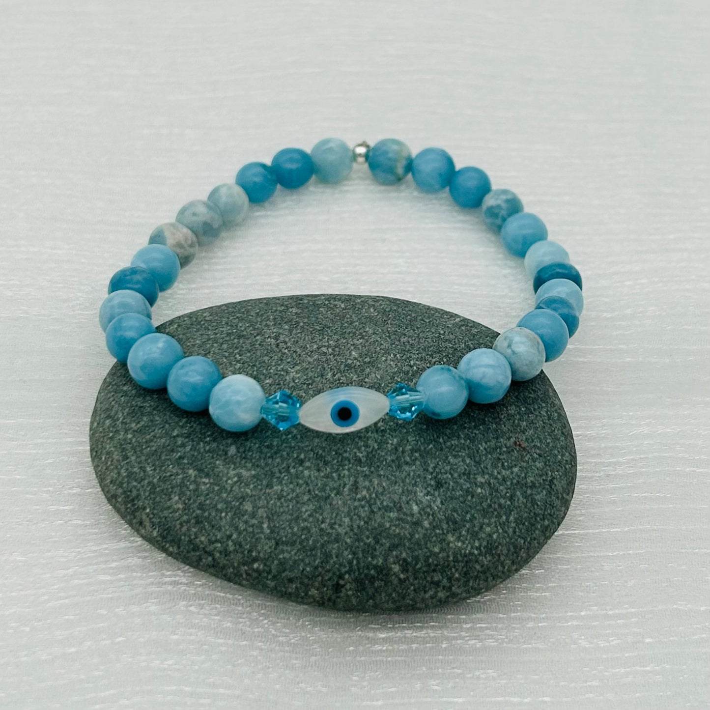ST1857BL Larimar Bracelet 6mm. x 7"