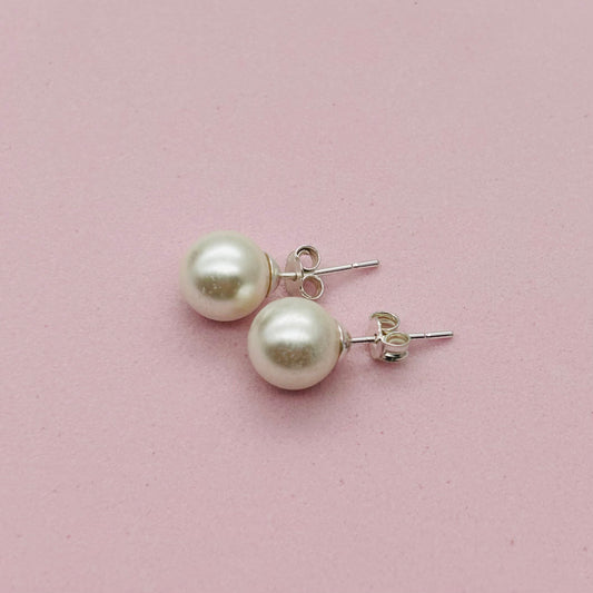 C1031ER White Pearls Post Earrings 8mm.