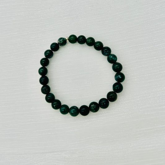 ST1249BL Moss Agate Bracelet 7.5"