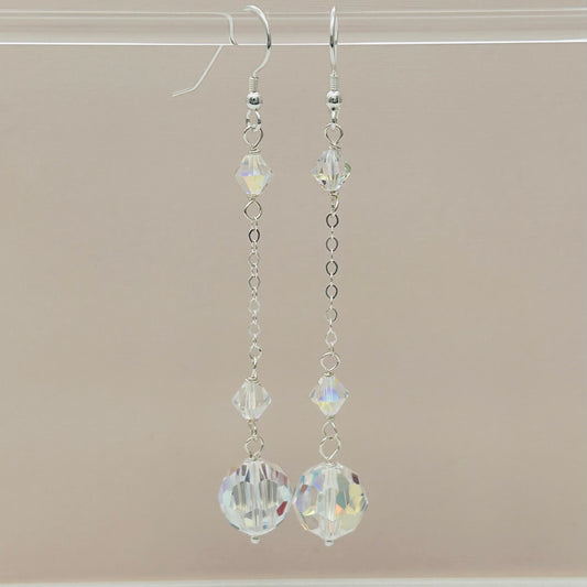 C960ER Clear AB Earrings 3"Long