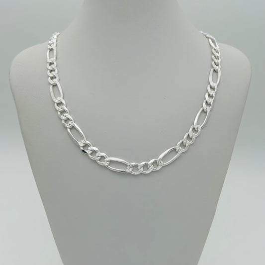 S964 Super Flat Figaro Pave Chain 7mm. X 24"