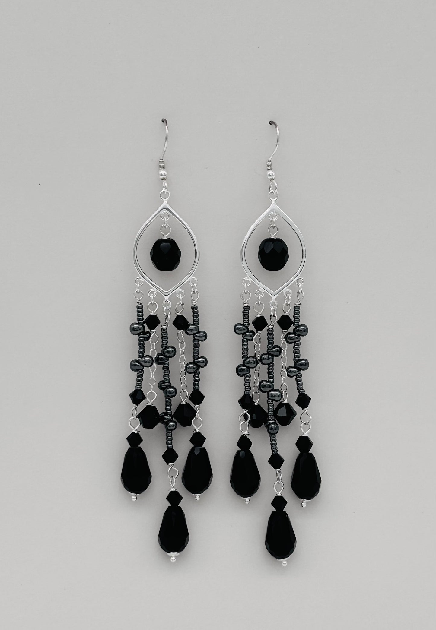 C1027 Black Earrings 4"