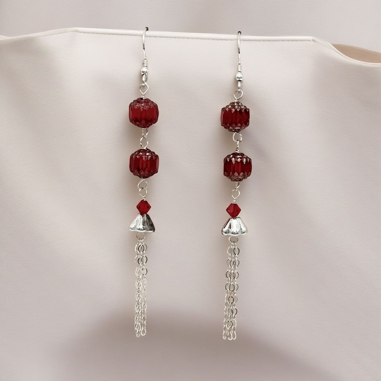 C1355 Red Earrings 90mm.