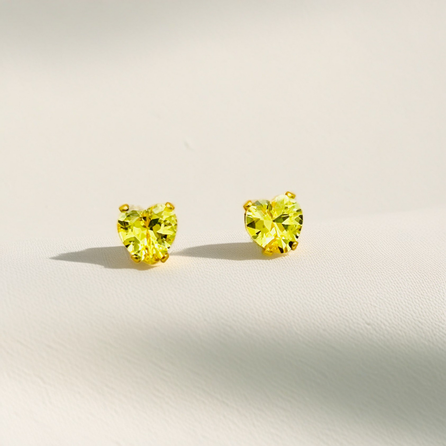 SS1177ER Gold Plated Yellow Heart Earrings 5mm.