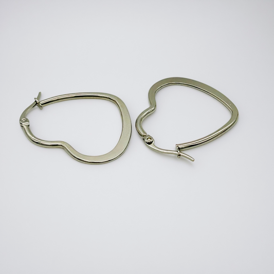 SS970 Heart Hoop Earrings 32mm.