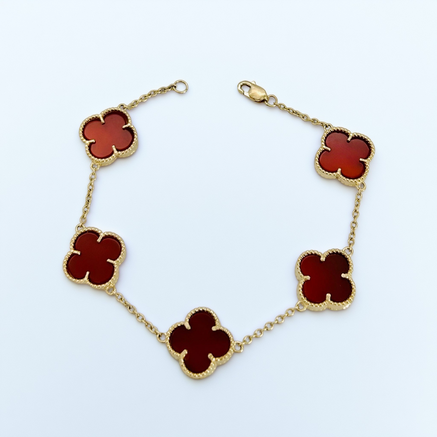 10KG04BL Red Clover Bracelet 7"