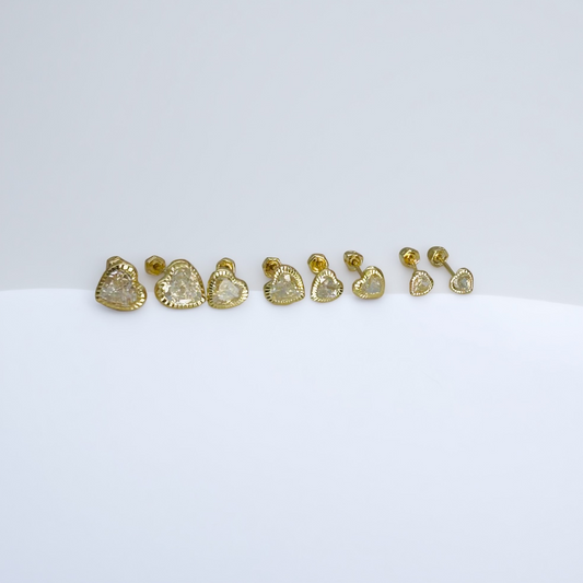 14KG377 Heart Earrings 3mm.