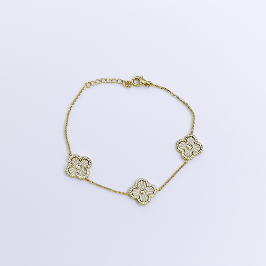 SH1021BL Gold Plated Clover Bracelet 8"