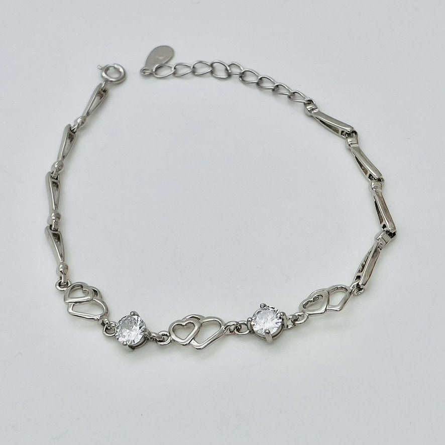 Z1774BL 6 Hearts Bracelet 8"