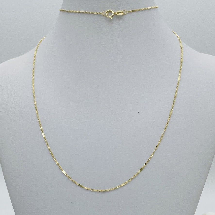 G62CH 14K Gold Singapore Style Chain 1.3mm. X 18"
