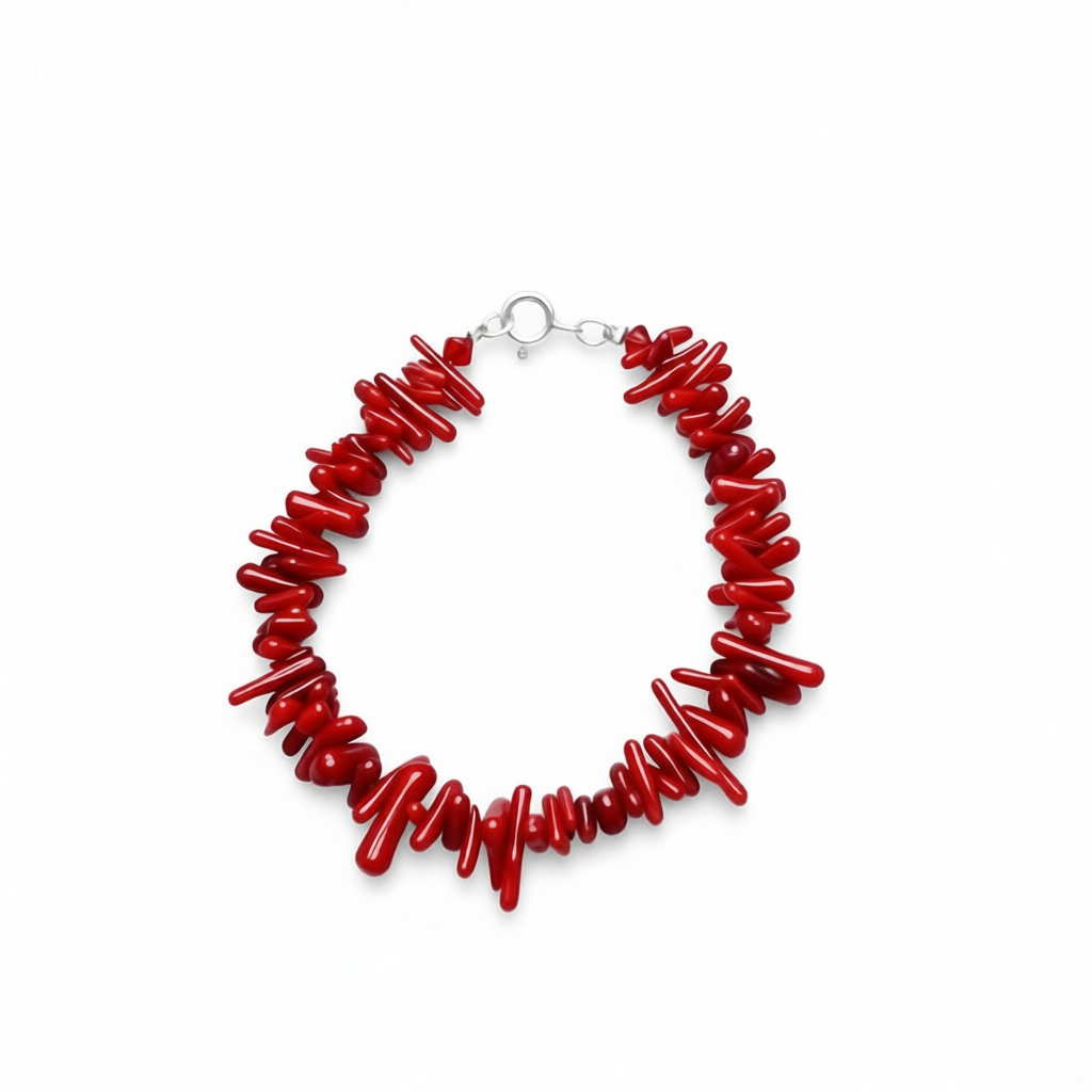 St1992 Dyed Red Coral Bracelet 7"