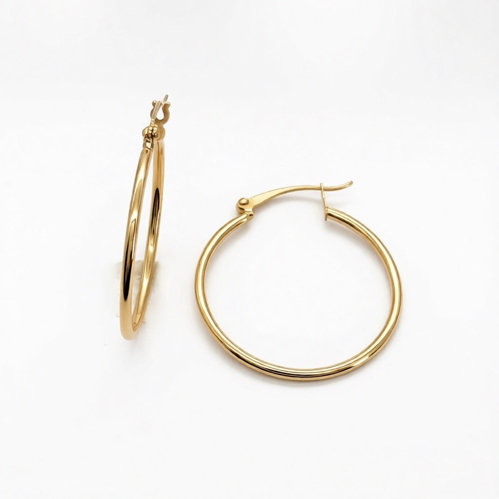 14KG373 Hoops Earrings 1.mm. X 25mm.