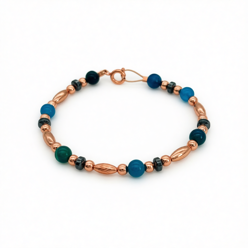 CO21 Copper And Blue Agate Bracelet 7.5"