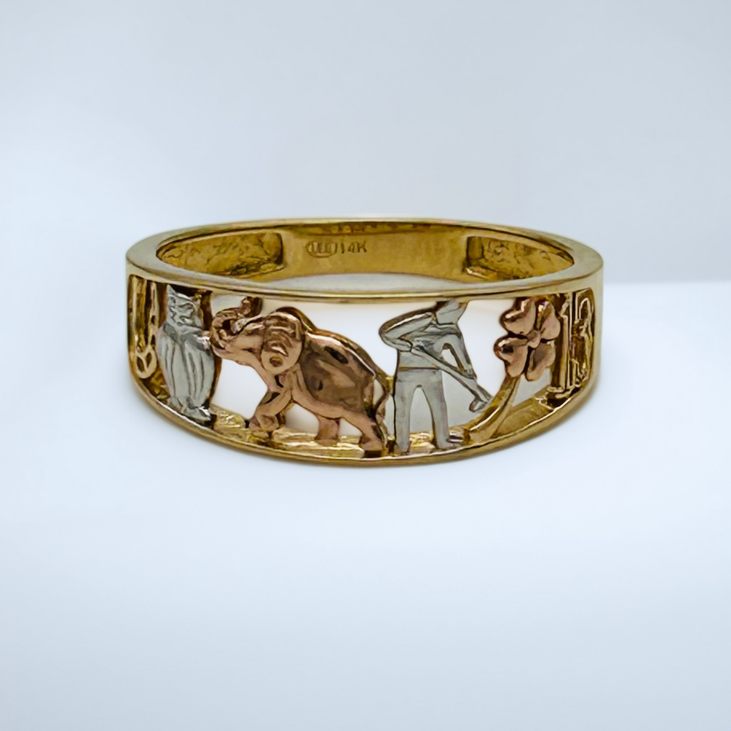 G131 14K Gold good Luck Ring #7