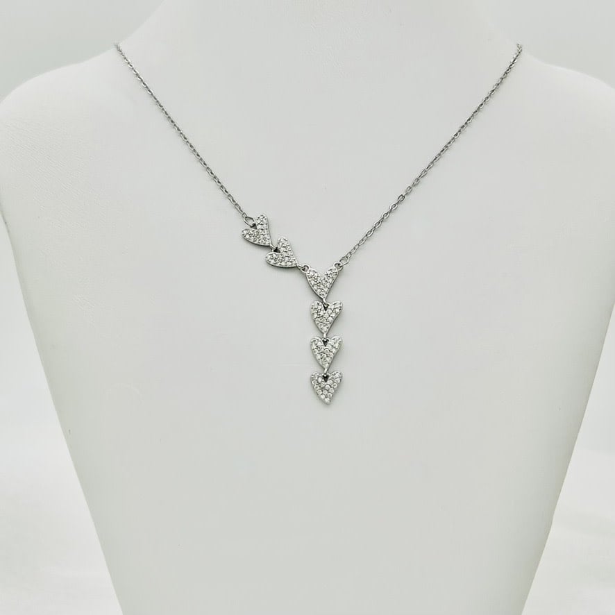 Z1814NL 6 Hearts Necklace 18"