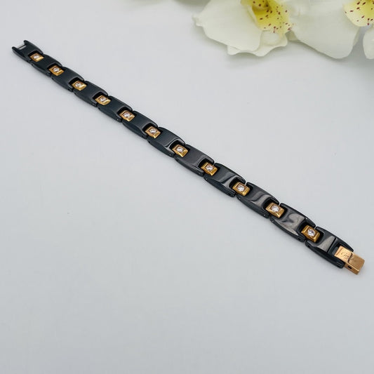 SS1519BL Ceramic and Germanium Bracelet 7"