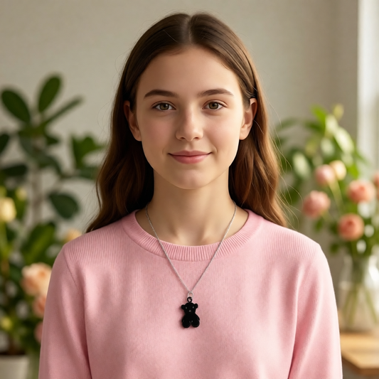 SS1496NL Black Bear Necklace 20"