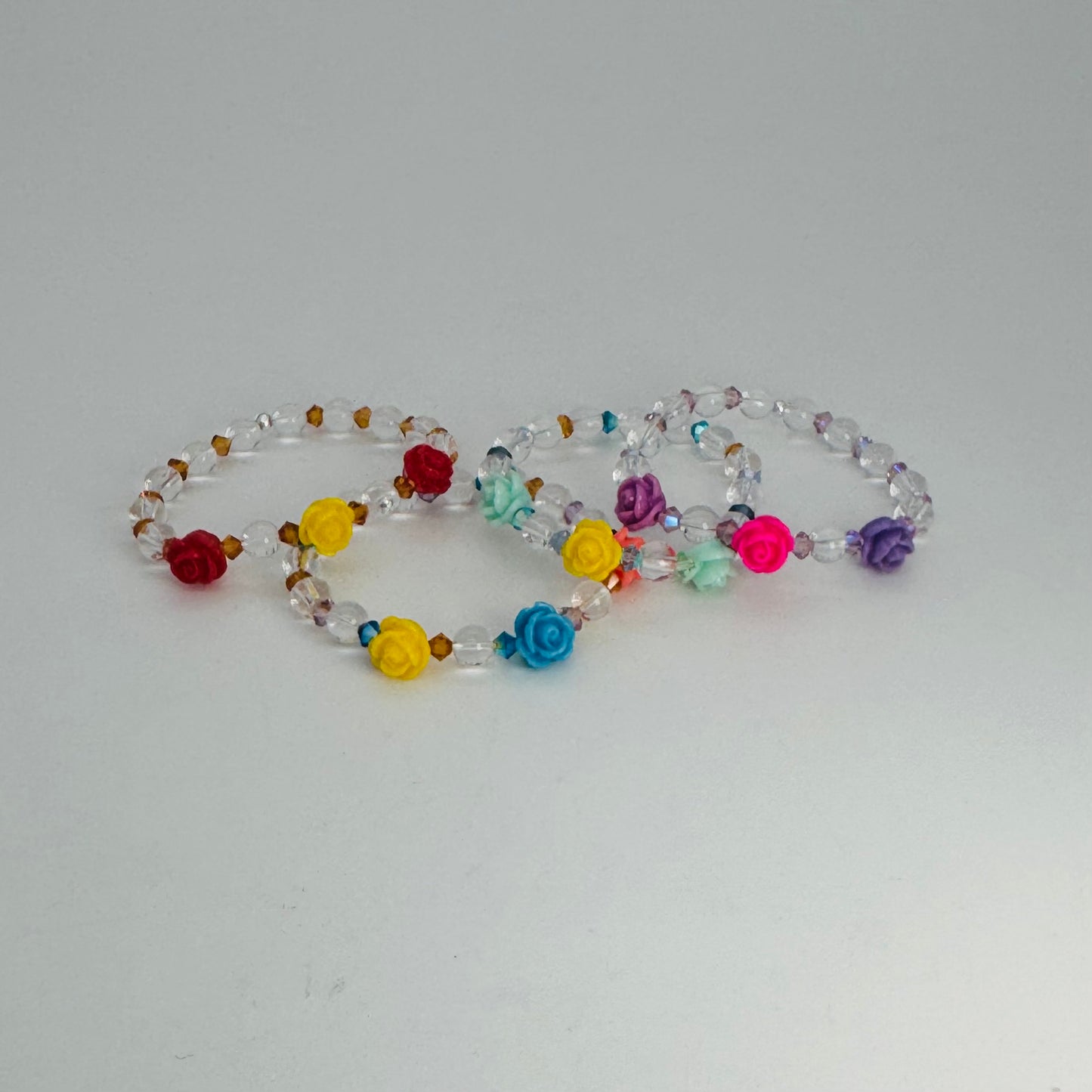 CH987BL Flowers Assorted Colors Bracelet 5.5"