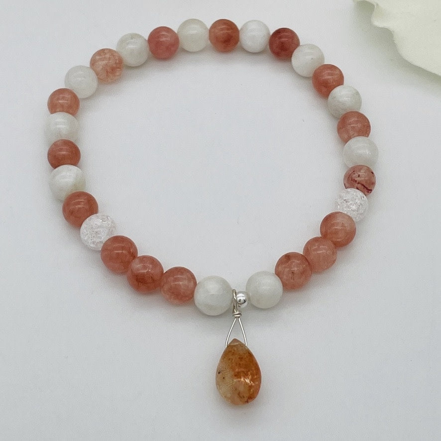 ST1425BL Sun and Moon Stone Bracelet 7"