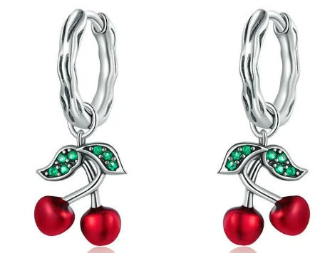Z1893 Cherries Hoop Earrings