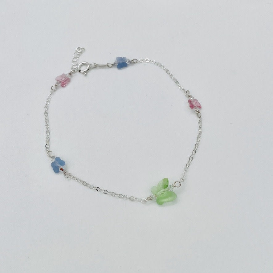 C973 Butterflies Anklet SW 10"