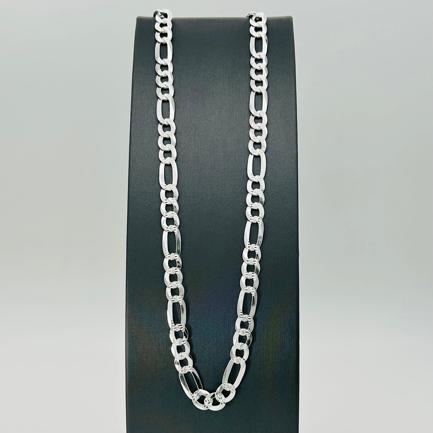 S1587 Super Flat Figaro Pave Chain 7.5mm. X 24"