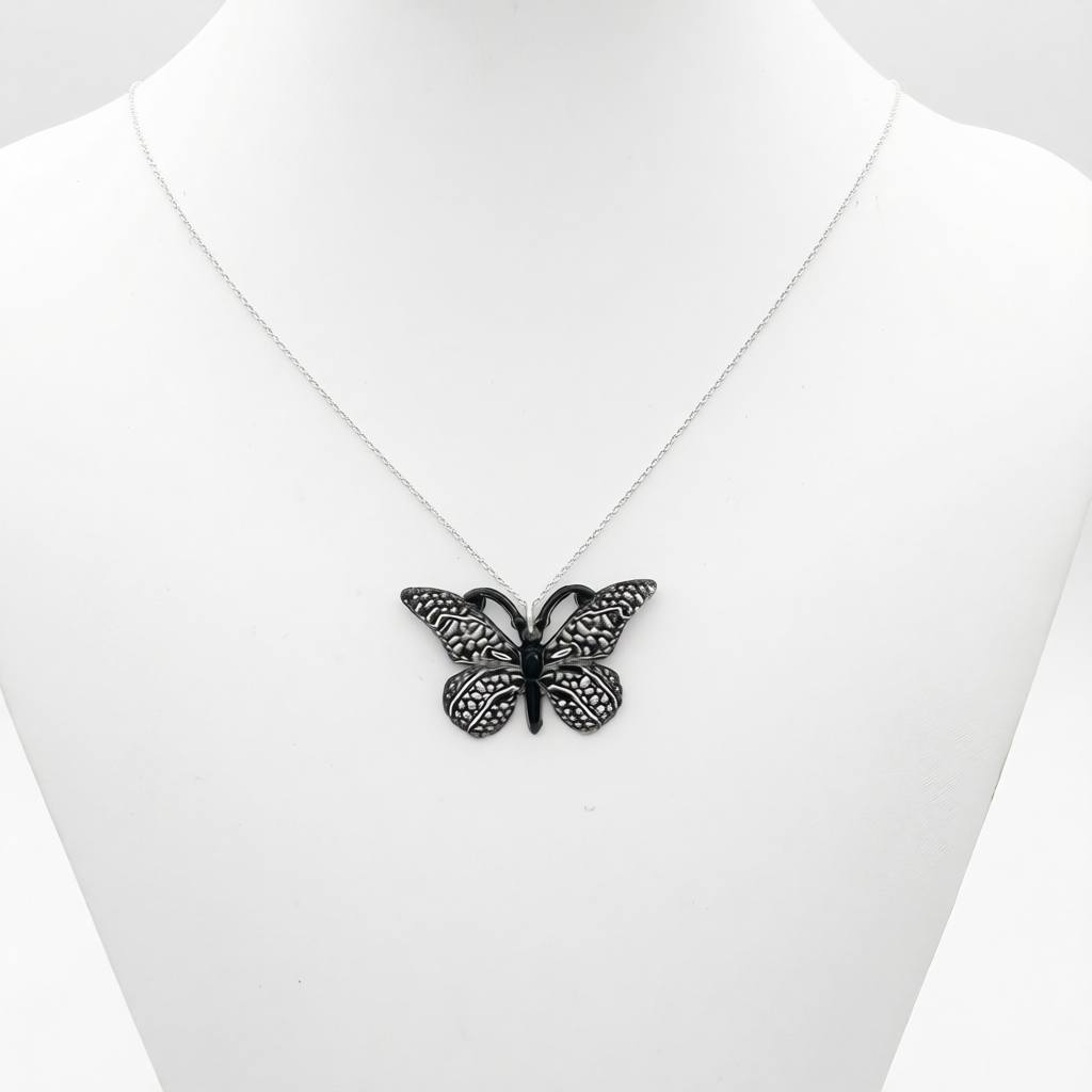 C1478NL Black Butterfly Necklace 18"
